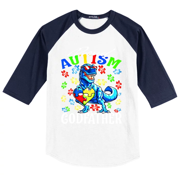 Proud Autism Godfather Dinosaur Autism Awareness Gift Baseball Sleeve Shirt