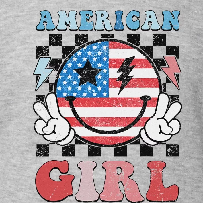 Patriotic American Girl 4th Of July Toddler Sweatshirt