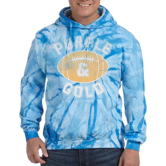 Purple and Gold Football Game Day Home Team Group Tie Dye Hoodie