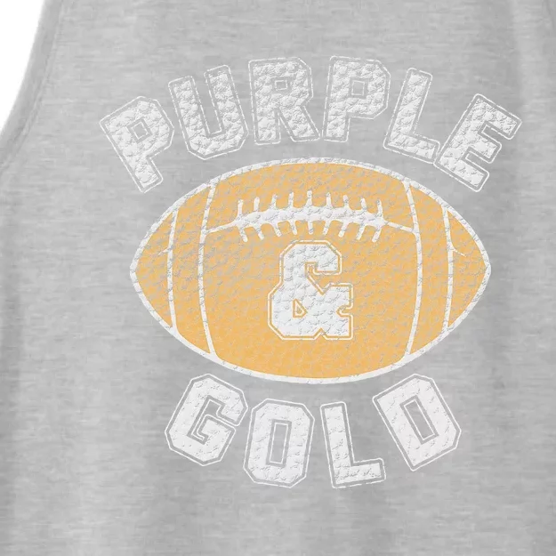 Purple and Gold Football Game Day Home Team Group Ladies Tri-Blend Wicking Tank