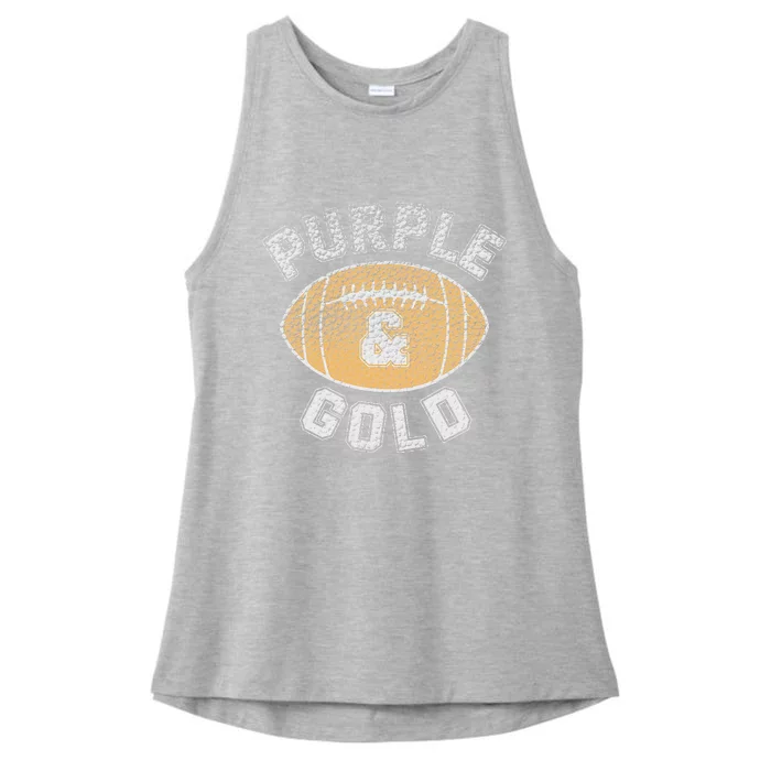 Purple and Gold Football Game Day Home Team Group Ladies Tri-Blend Wicking Tank