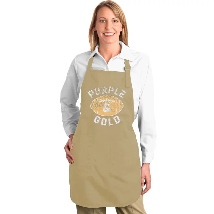 Purple and Gold Football Game Day Home Team Group Full-Length Apron With Pocket