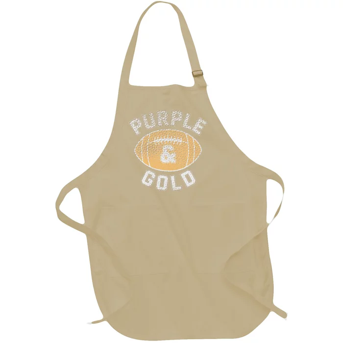 Purple and Gold Football Game Day Home Team Group Full-Length Apron With Pocket