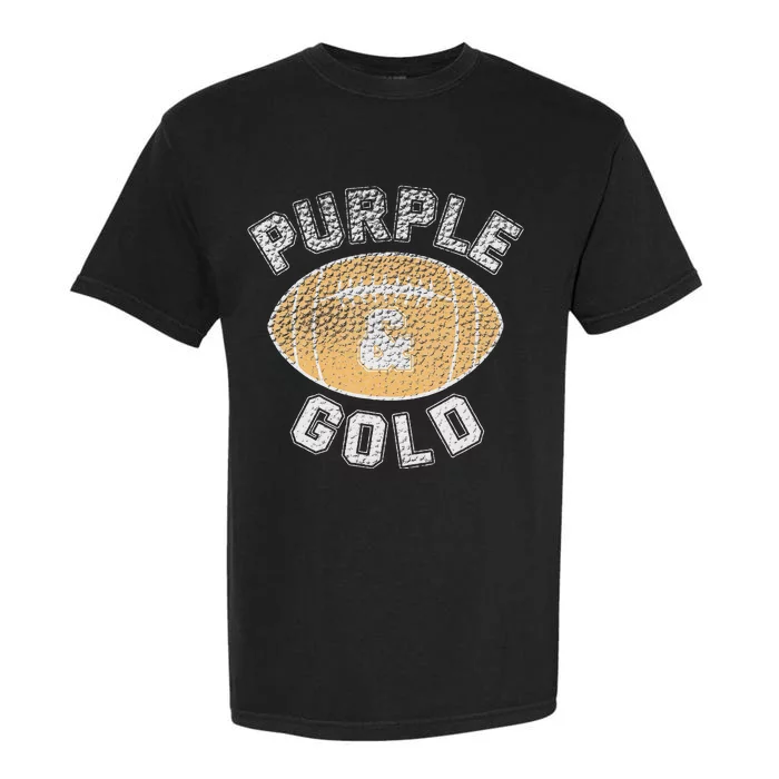 Purple and Gold Football Game Day Home Team Group Garment-Dyed Heavyweight T-Shirt