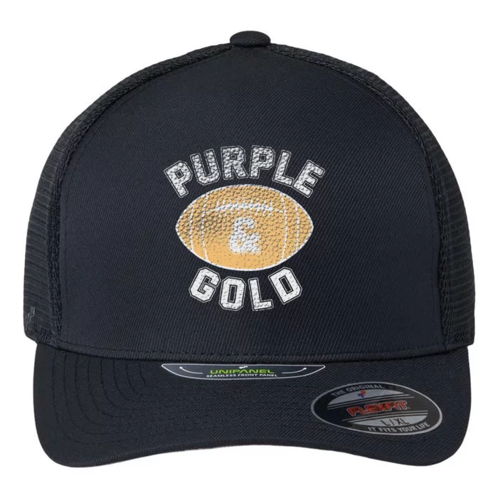 Purple and Gold Football Game Day Home Team Group Flexfit Unipanel Trucker Cap