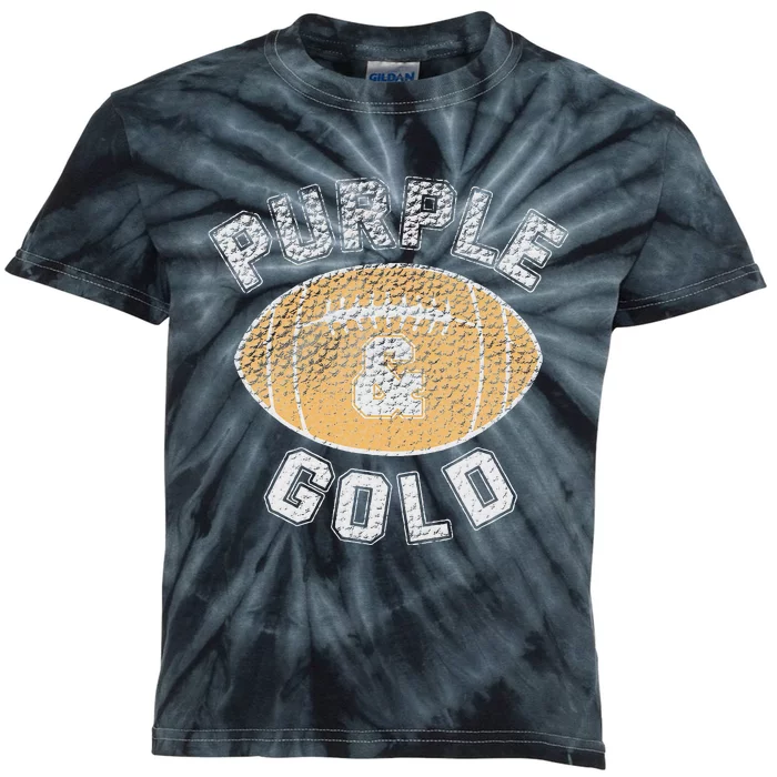 Purple and Gold Football Game Day Home Team Group Kids Tie-Dye T-Shirt