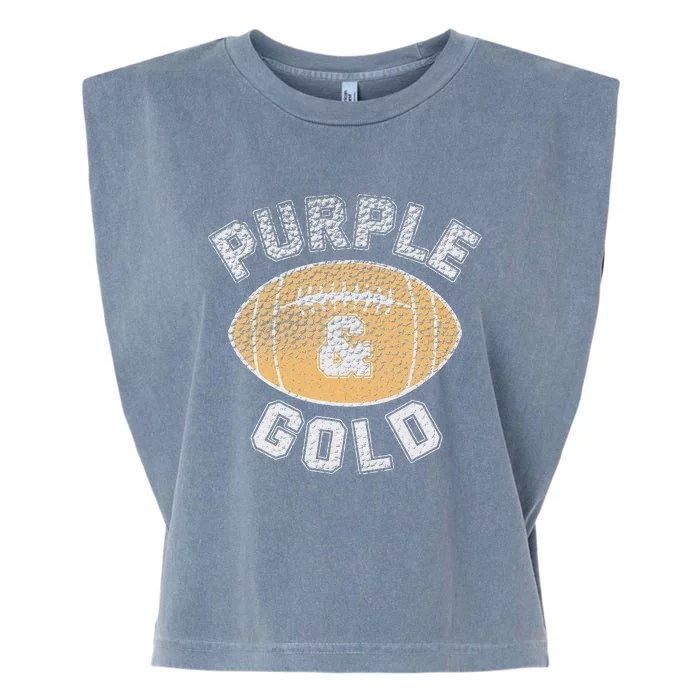 Purple and Gold Football Game Day Home Team Group Garment-Dyed Women's Muscle Tee