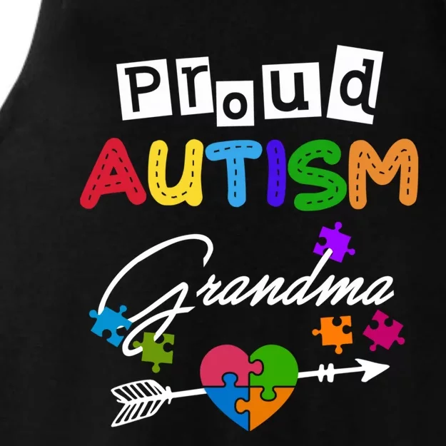 Proud Autism Grandma Puzzle Heart Autism Awareness Great Gift Ladies Tri-Blend Wicking Tank