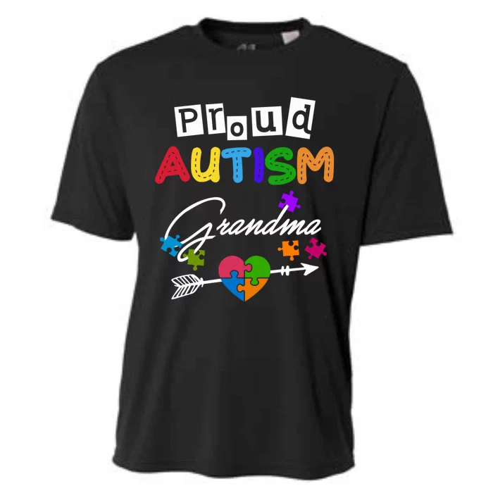 Proud Autism Grandma Puzzle Heart Autism Awareness Great Gift Cooling Performance Crew T-Shirt