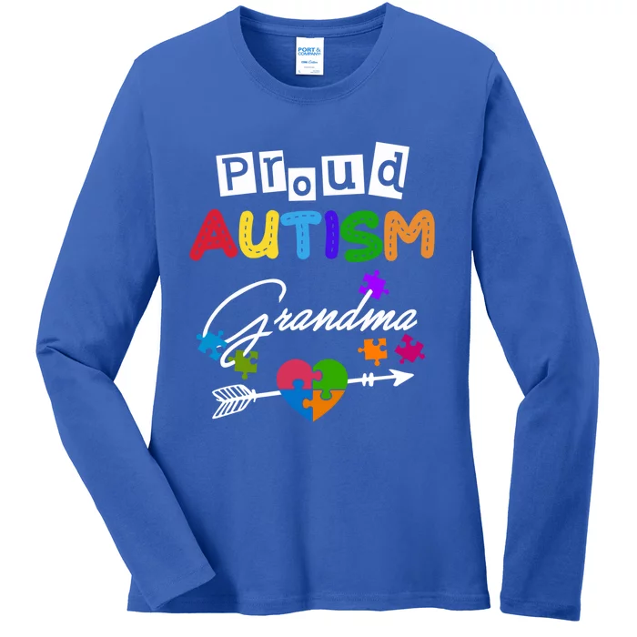 Proud Autism Grandma Puzzle Heart Autism Awareness Great Gift Ladies Long Sleeve Shirt