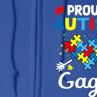 Proud Autism Gaga Love Support Accept Heart Gift Full Zip Hoodie