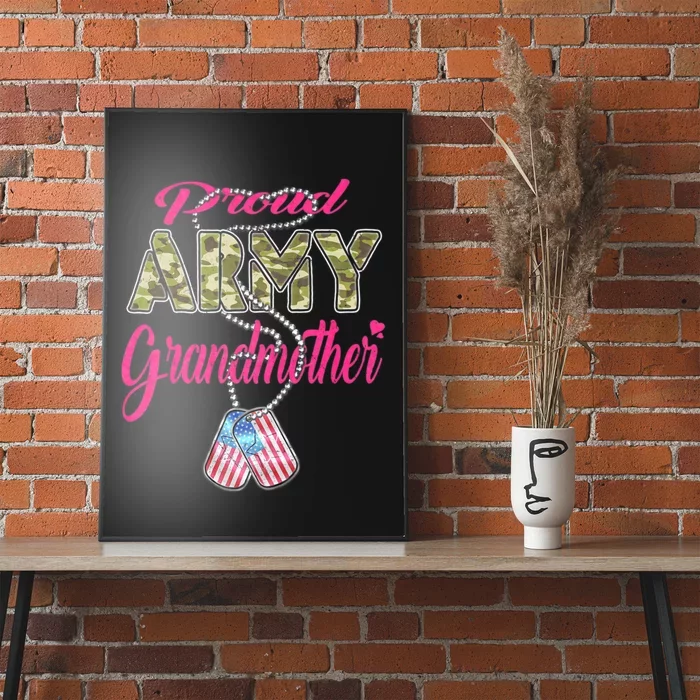 Proud Army Grandmother Camo Us Flag Dog Tag Military Grandma Poster