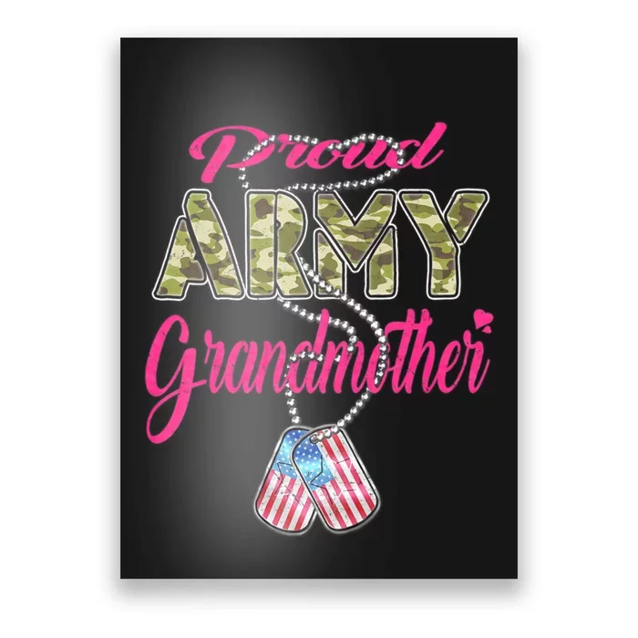 Proud Army Grandmother Camo Us Flag Dog Tag Military Grandma Poster