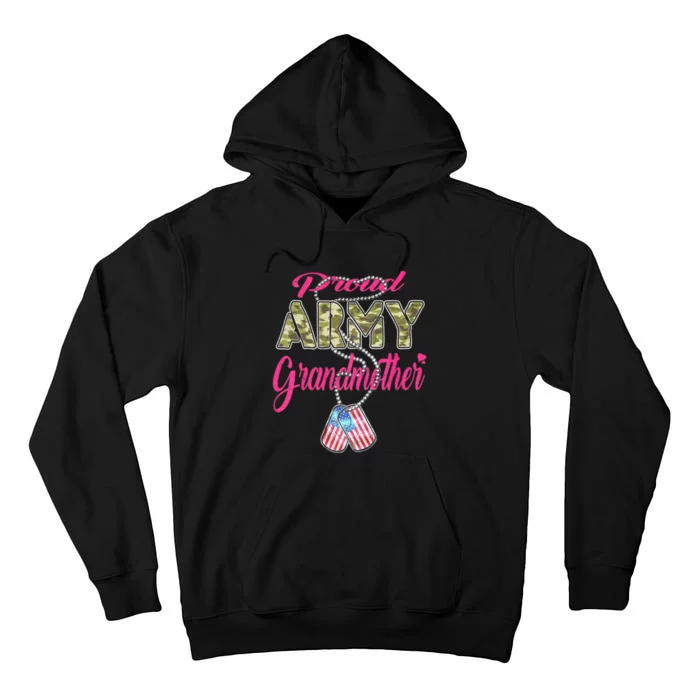 Proud Army Grandmother Camo Us Flag Dog Tag Military Grandma Tall Hoodie