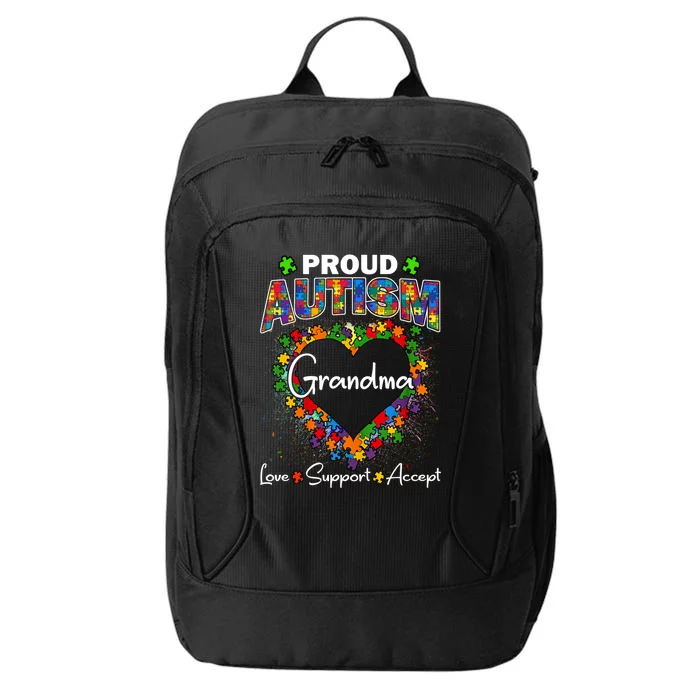 Proud Autism Grandma Love Support Accept Heart Cool Gift City Backpack