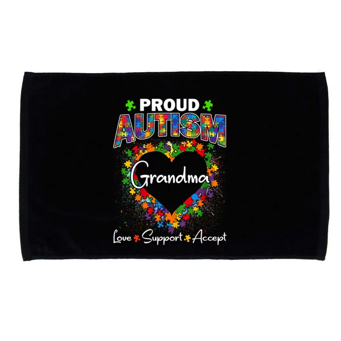 Proud Autism Grandma Love Support Accept Heart Cool Gift Microfiber Hand Towel