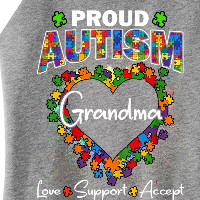 Proud Autism Grandma Love Support Accept Heart Cool Gift Women’s Perfect Tri Rocker Tank