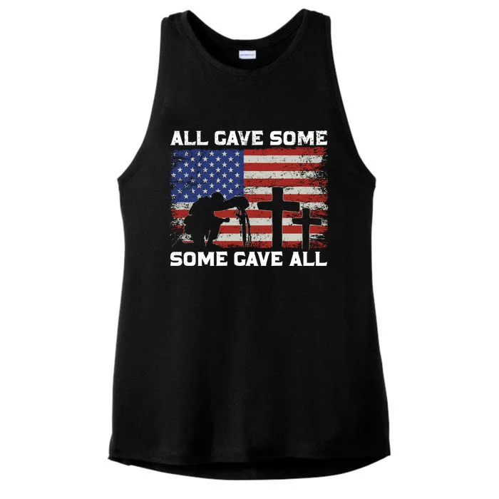 Patriotic All Gave Some Some Gave All Veteran Memorial Day Gift Ladies Tri-Blend Wicking Tank