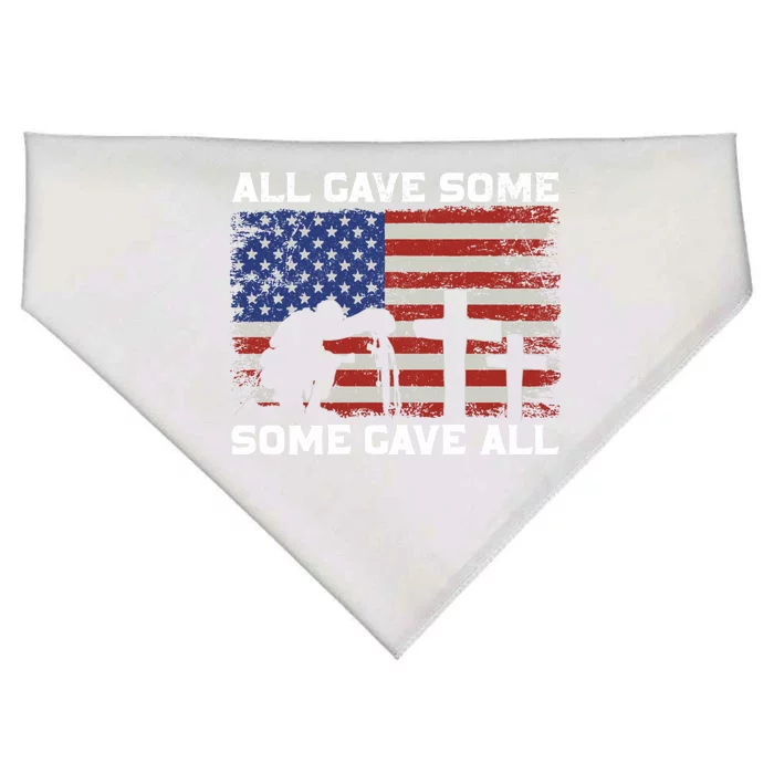 Patriotic All Gave Some Some Gave All Veteran Memorial Day Gift USA-Made Doggie Bandana