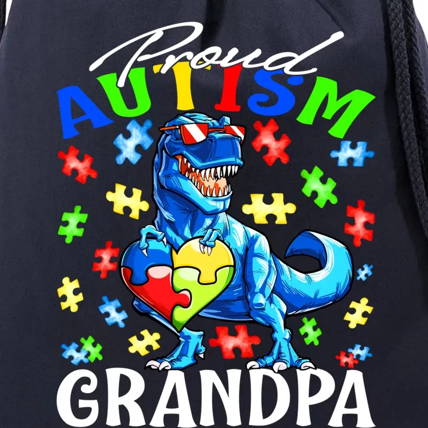 Proud Autism Grandpa Dinosaur Autism Awareness Gift Drawstring Bag