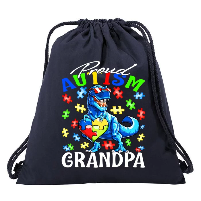 Proud Autism Grandpa Dinosaur Autism Awareness Gift Drawstring Bag