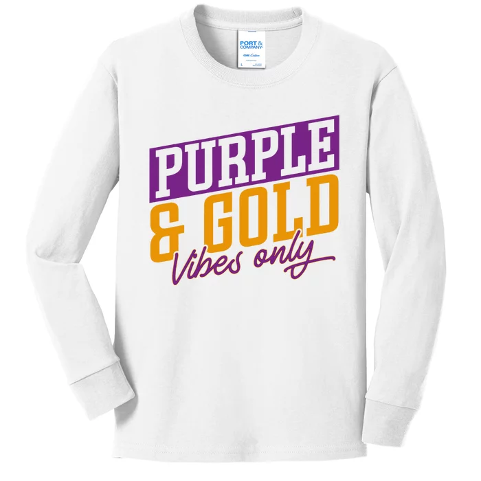 Purple And Gold Vibes Kids Long Sleeve Shirt