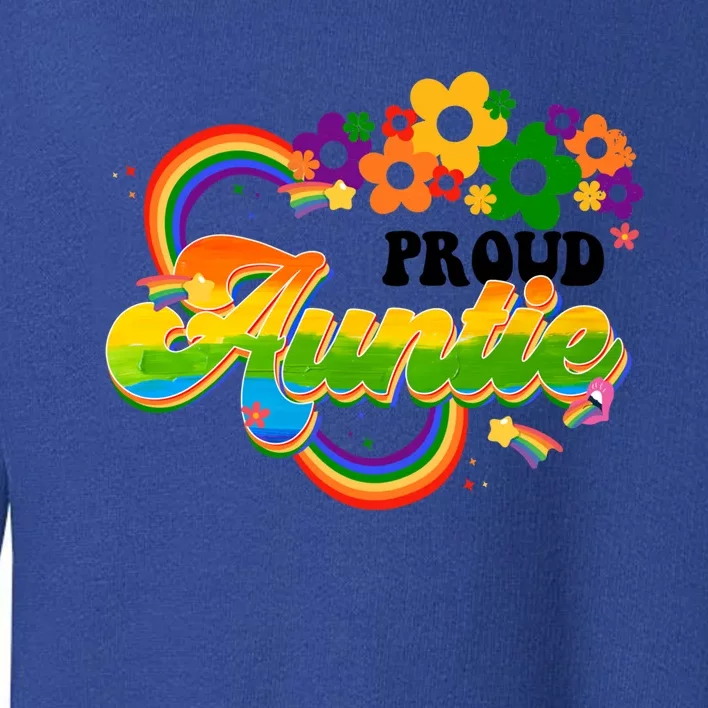 Proud Auntie Groovy Lgbt Pride Month Flower Gay Lesbian Funny Gift Toddler Sweatshirt