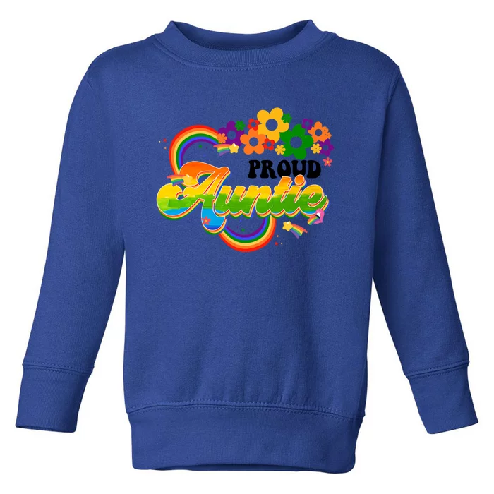 Proud Auntie Groovy Lgbt Pride Month Flower Gay Lesbian Funny Gift Toddler Sweatshirt