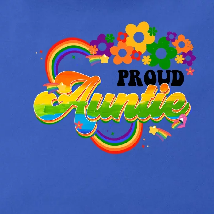 Proud Auntie Groovy Lgbt Pride Month Flower Gay Lesbian Funny Gift Zip Tote Bag