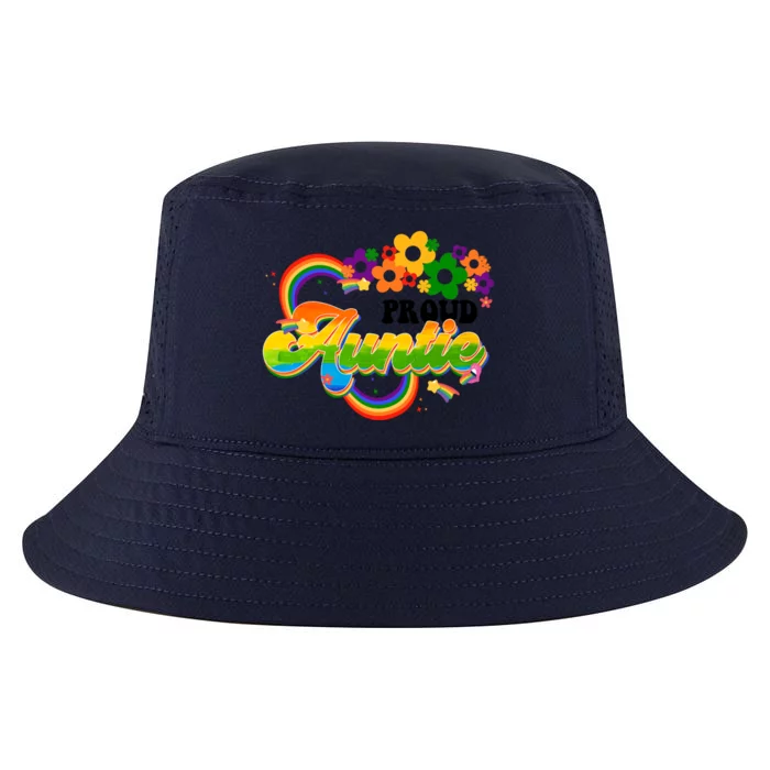 Proud Auntie Groovy Lgbt Pride Month Flower Gay Lesbian Funny Gift Cool Comfort Performance Bucket Hat