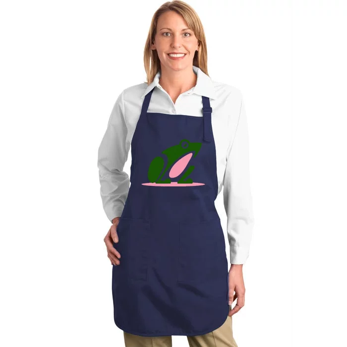 Pink And Green Aka Frog Full-Length Apron With Pocket