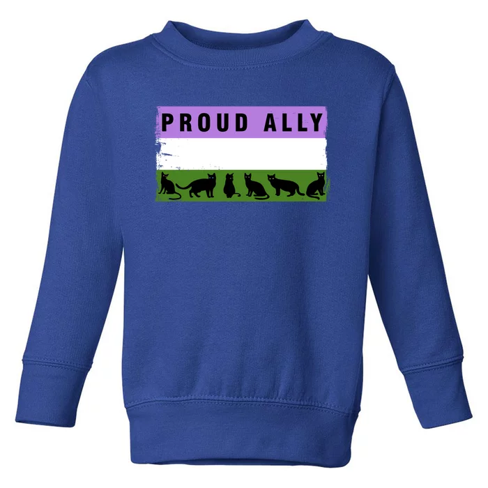 Proud Ally Genderqueer Cats Pride Cool Gift Toddler Sweatshirt