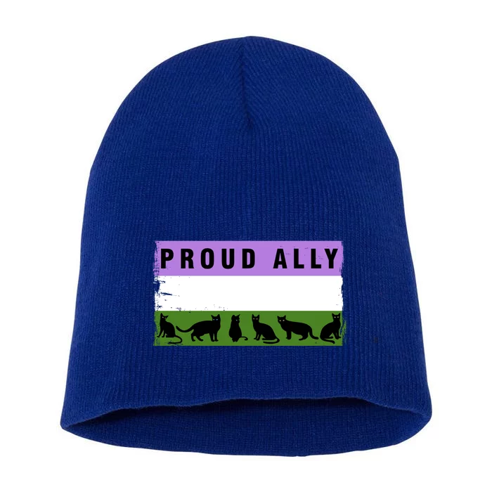 Proud Ally Genderqueer Cats Pride Cool Gift Short Acrylic Beanie