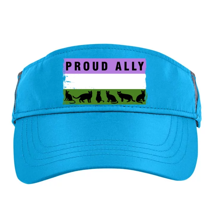 Proud Ally Genderqueer Cats Pride Cool Gift Adult Drive Performance Visor