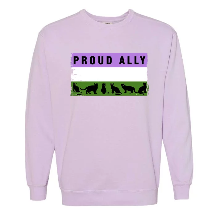 Proud Ally Genderqueer Cats Pride Cool Gift Garment-Dyed Sweatshirt