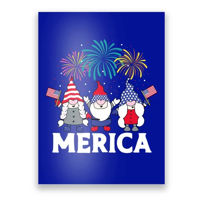 Patriotic American Gnomes Funny 4th Of July Gnome Gift Poster