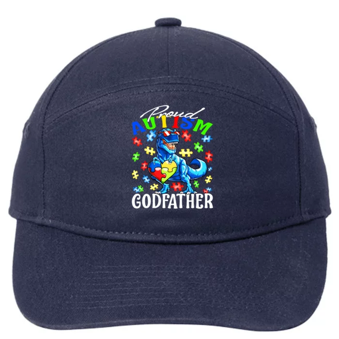 Proud Autism Godfather Dinosaur Autism Awareness Gift 7-Panel Snapback Hat