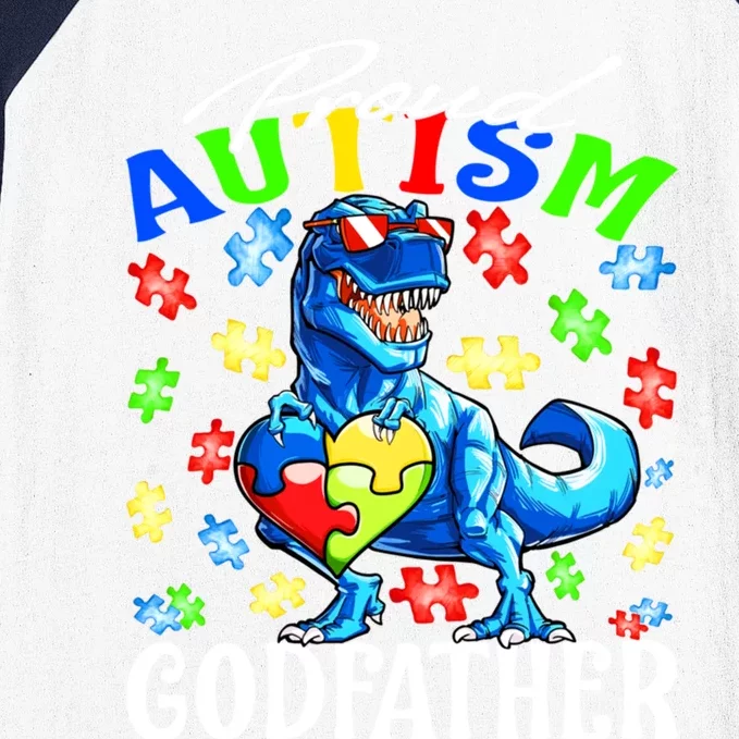 Proud Autism Godfather Dinosaur Autism Awareness Gift Baseball Sleeve Shirt