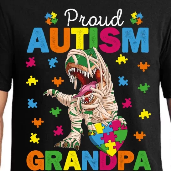 Proud Autism Grandpa Dinosaur Trex Autism Awareness Grandpa Gift Pajama Set