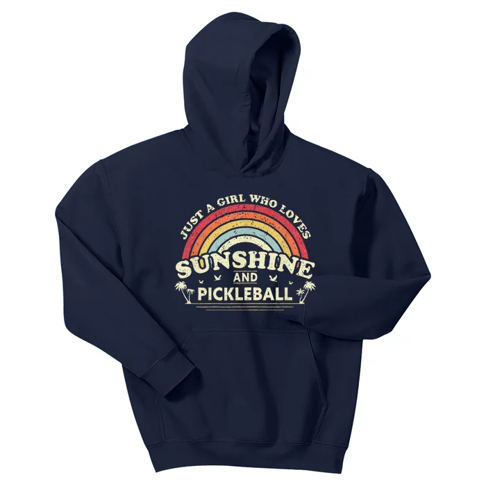 Pickleball . A Girl Who Loves Sunshine And Pickleball Kids Hoodie