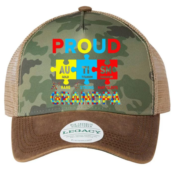 Proud Autism Grandpa Cute Autism Awareness Puzzle Pieces Legacy Tie Dye Trucker Hat