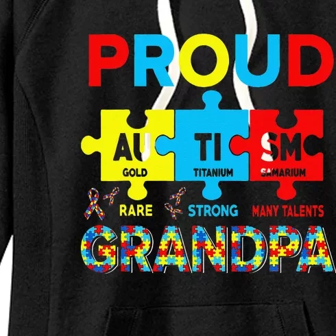 Proud Autism Grandpa Cute Autism Awareness Puzzle Pieces Women's Fleece Hoodie