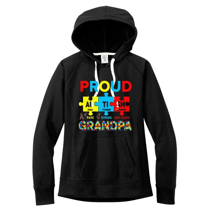 Proud Autism Grandpa Cute Autism Awareness Puzzle Pieces Women's Fleece Hoodie