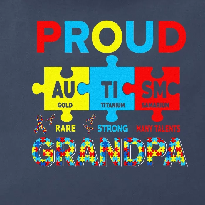 Proud Autism Grandpa Cute Autism Awareness Puzzle Pieces Zip Tote Bag