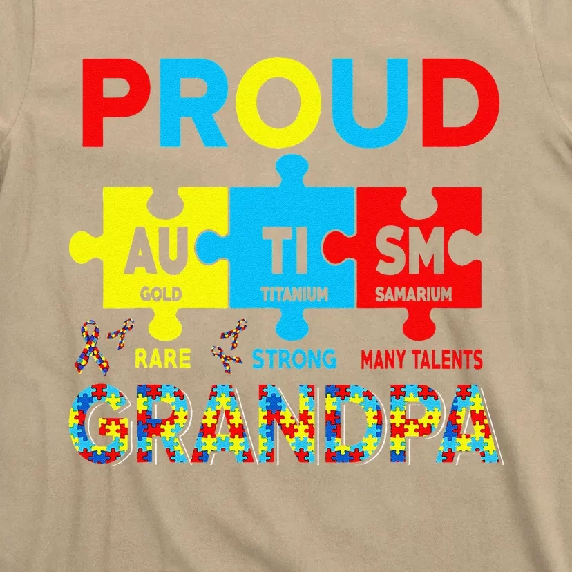 Proud Autism Grandpa Cute Autism Awareness Puzzle Pieces T-Shirt