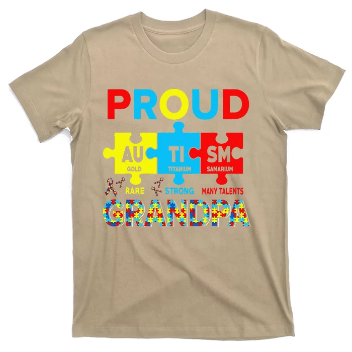 Proud Autism Grandpa Cute Autism Awareness Puzzle Pieces T-Shirt