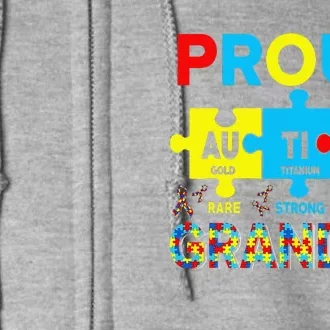 Proud Autism Grandpa Cute Autism Awareness Puzzle Pieces Full Zip Hoodie