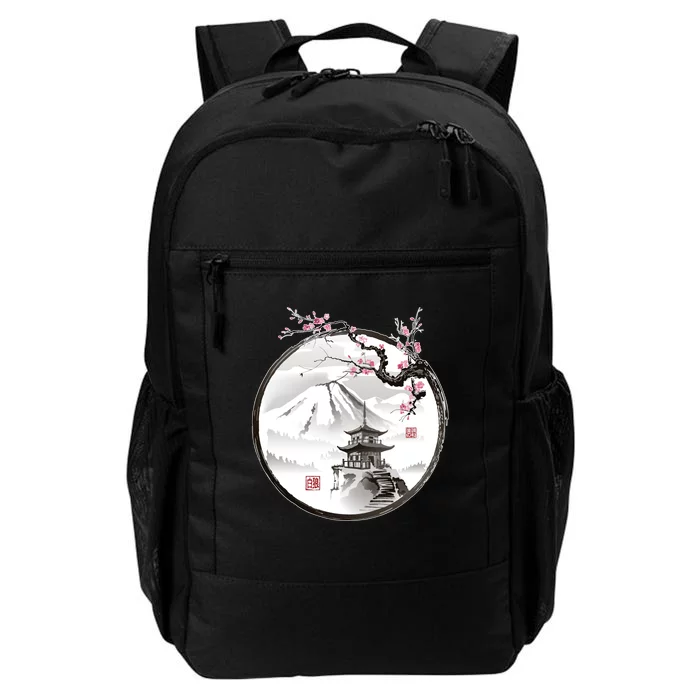 Pagoda Japanese Ink Painting Daily Commute Backpack