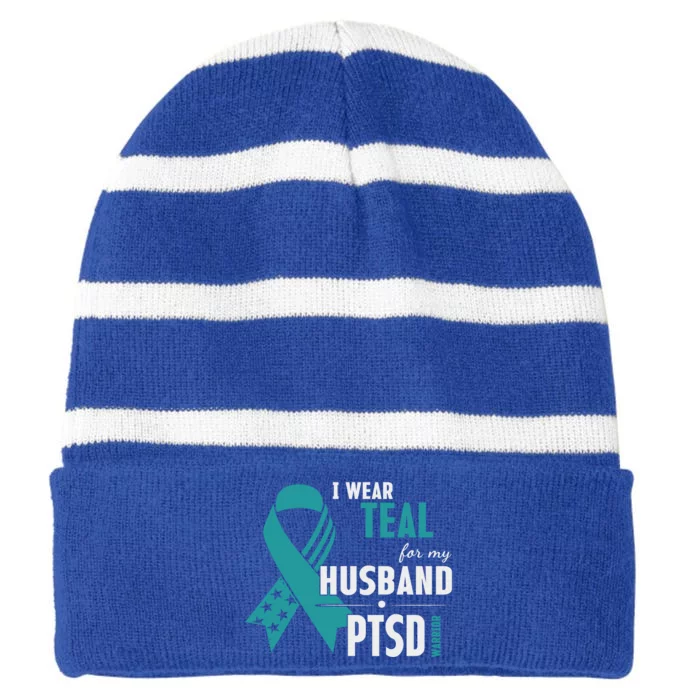 PTSD Awareness Hope Support Love Striped Beanie with Solid Band