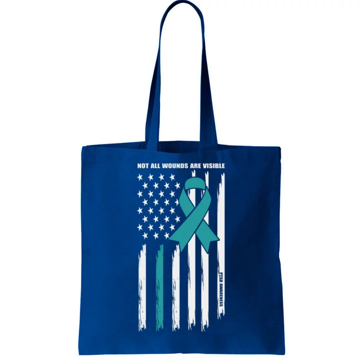 PTSD Awareness Hope Support Love American Flag Tote Bag